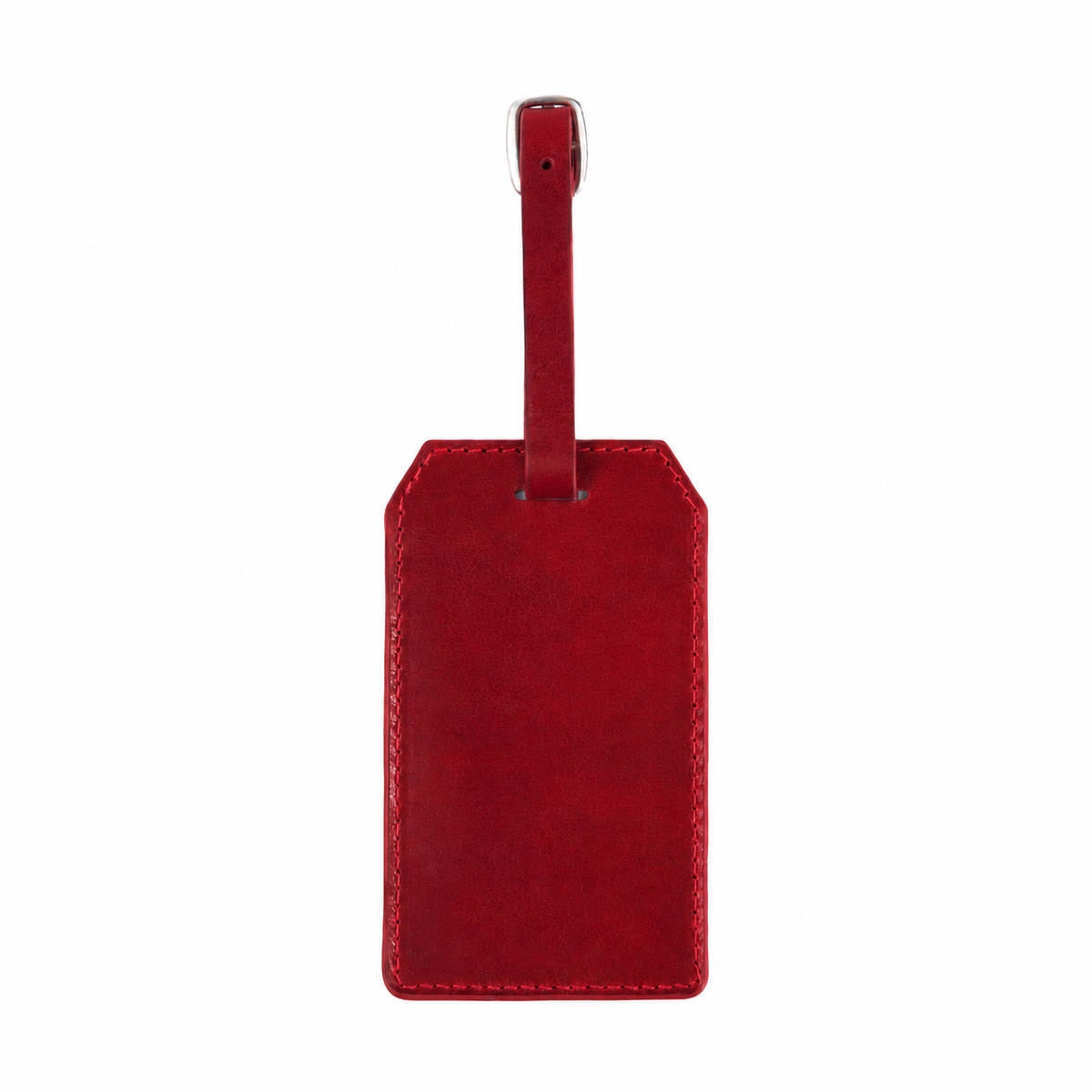 Red leather luggage tag, back